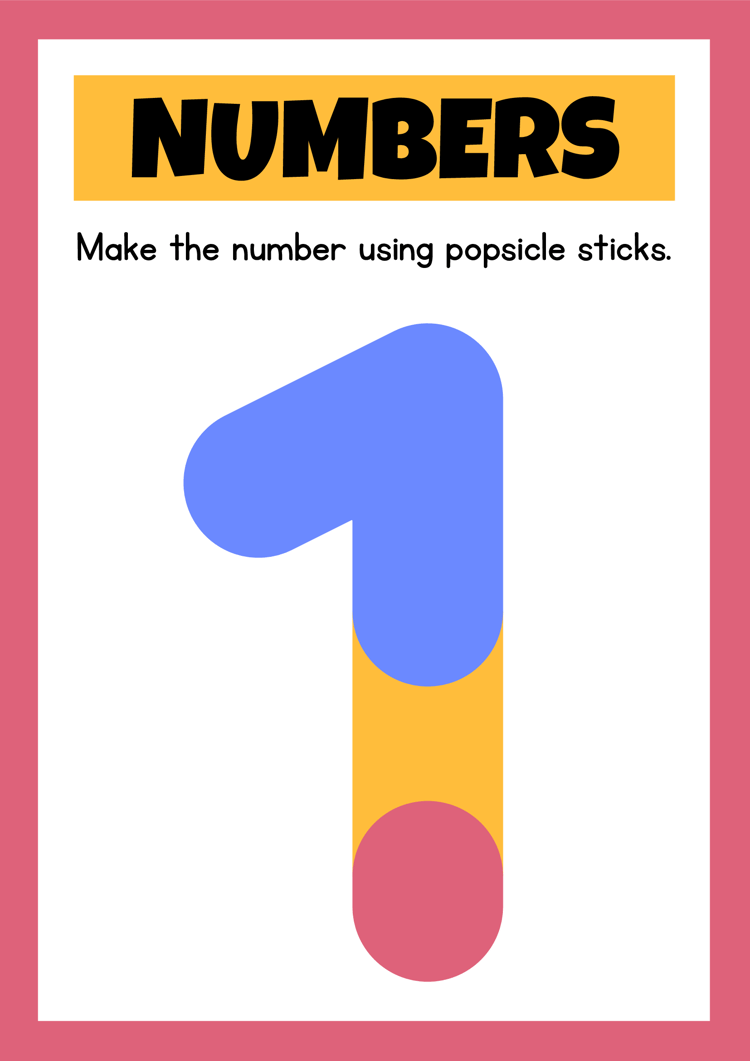 Numbers Popsicle Sticks Worksheet in Colorful Illustrations