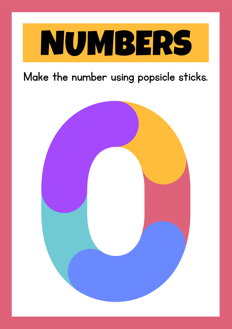 Numbers Popsicle Sticks Worksheet in Colorful Illustrations