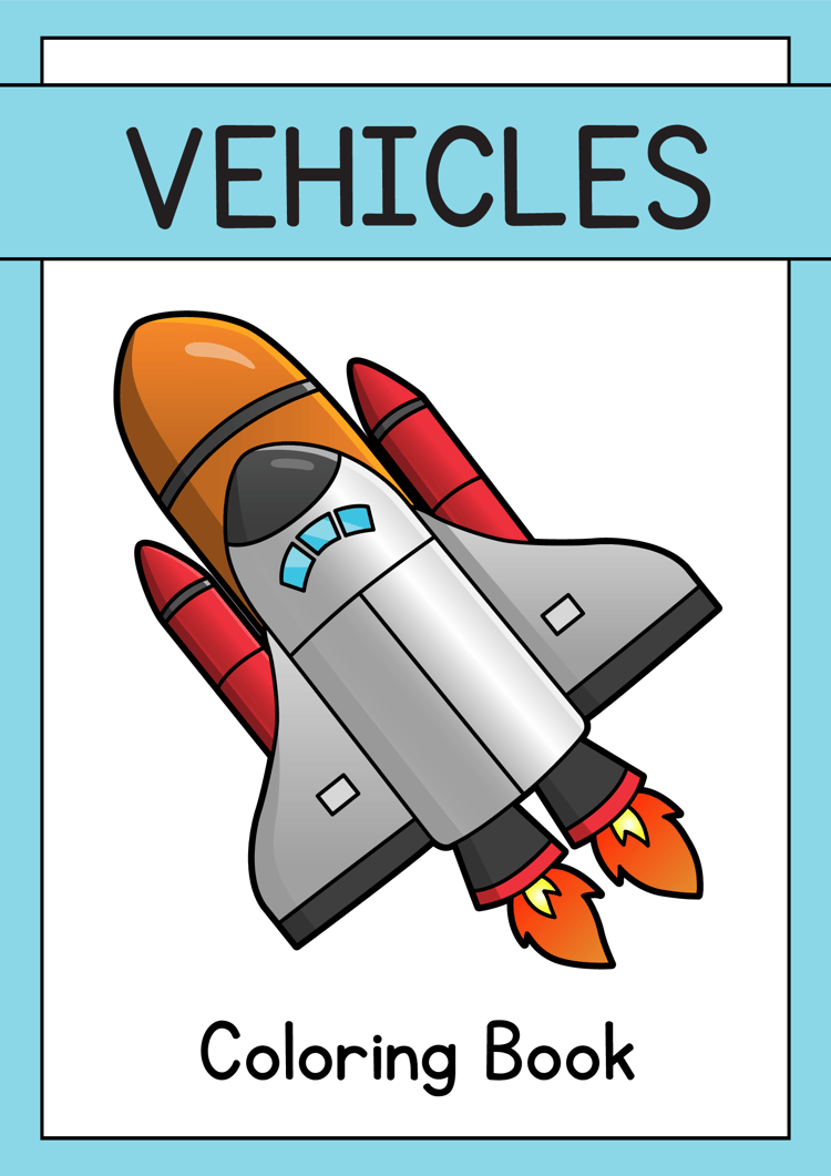 Black White Vehicles Coloring and Writing Worksheets