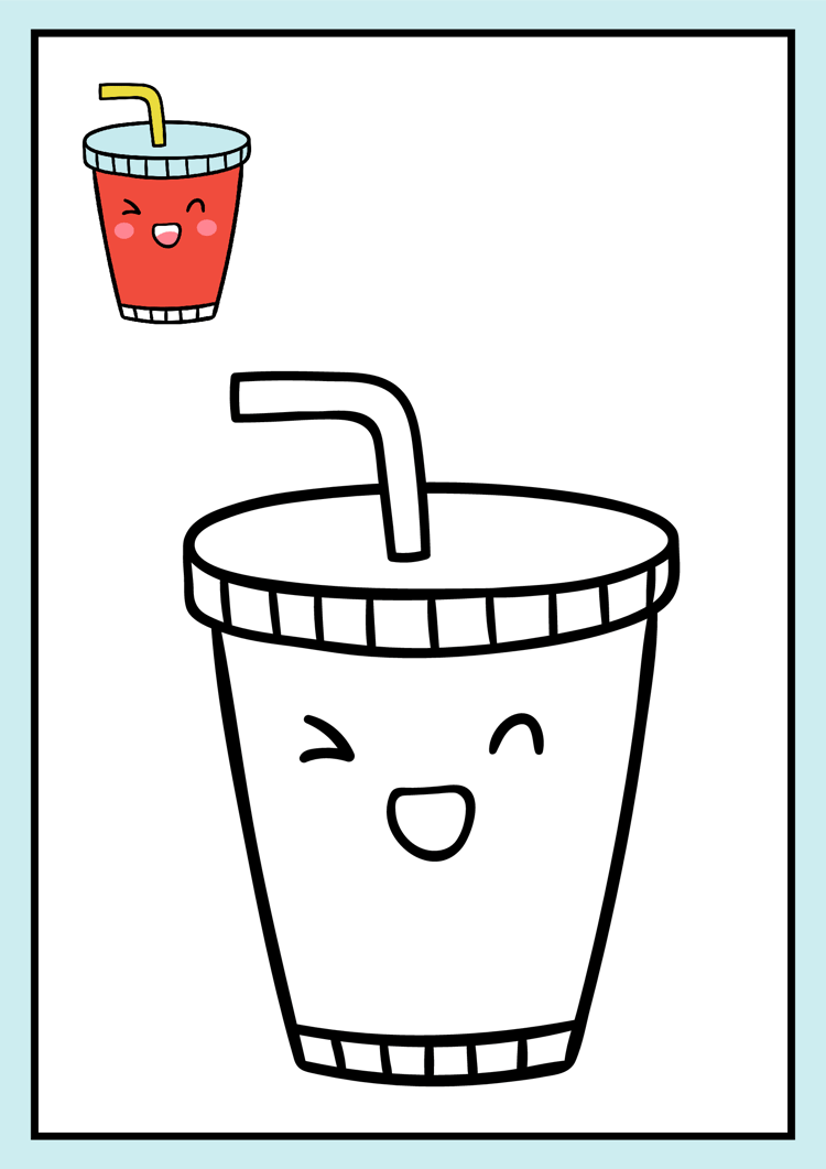 Kawaii Food Coloring Worksheets in Colorful Illustrative Style