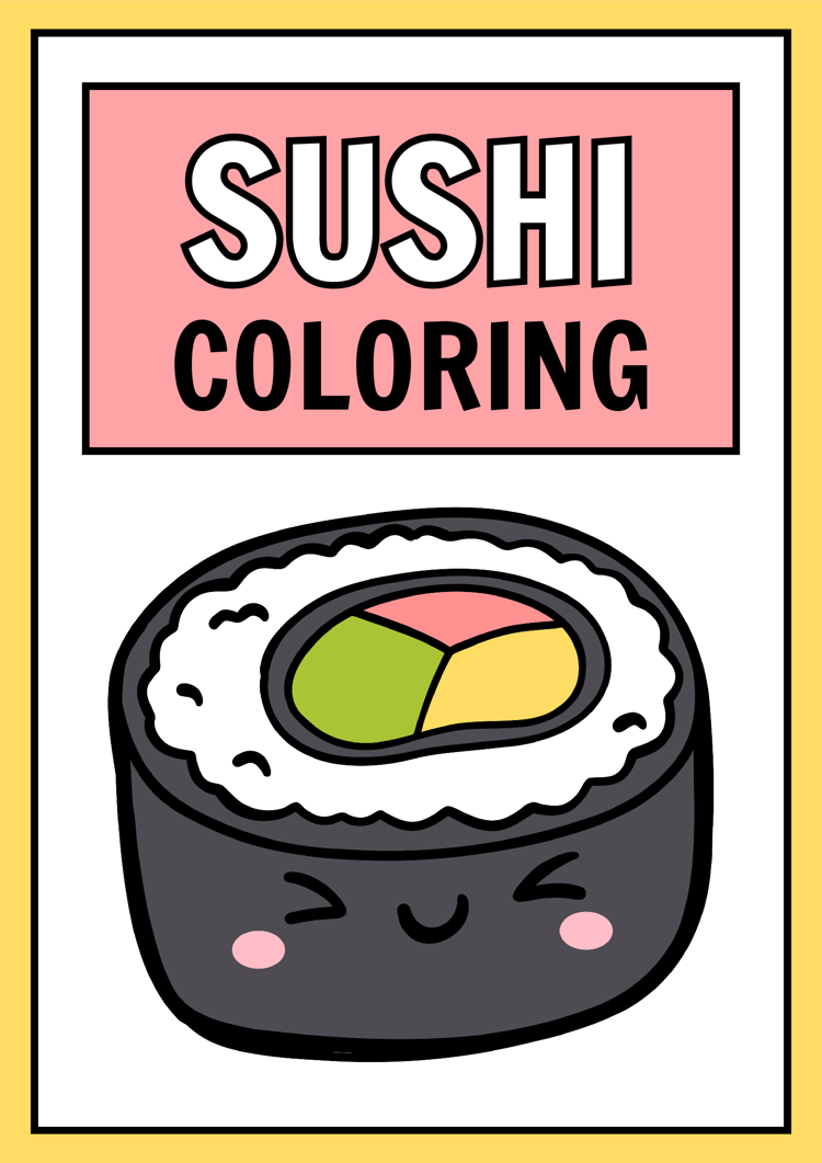 Sushi Coloring Worksheets in Colorful Kawaii Style