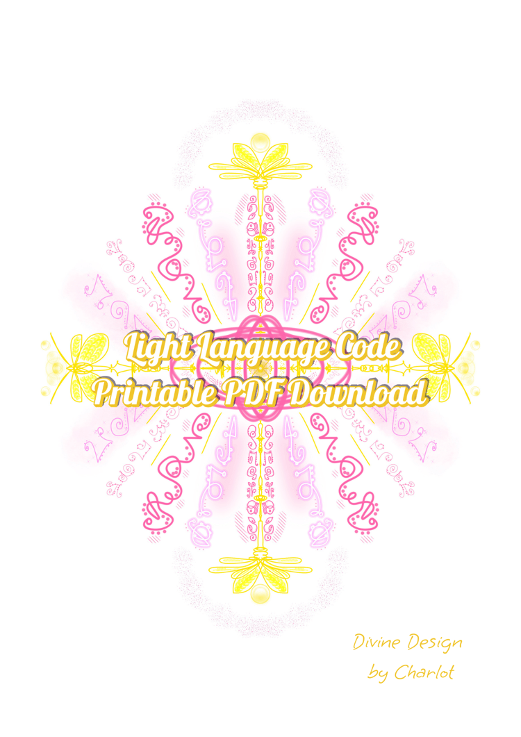 Light Language code for divine love in soft pink and gold hues – spiritual artwork by Charlot
