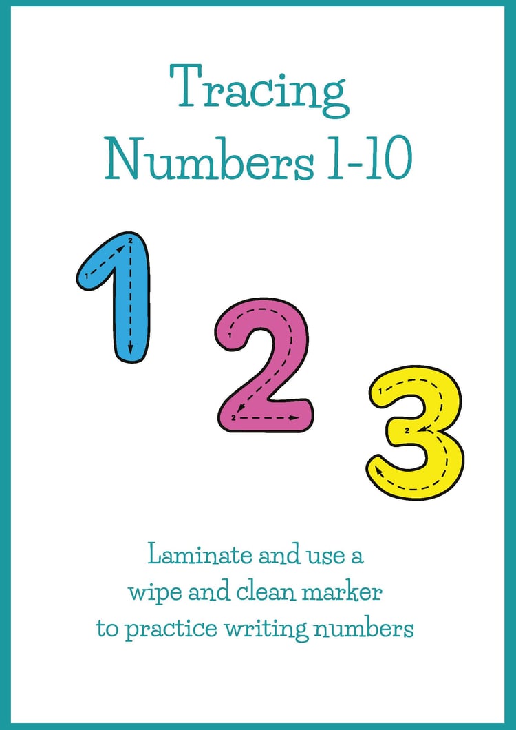 Colourful Tracing Numbers 1-10 Worksheets