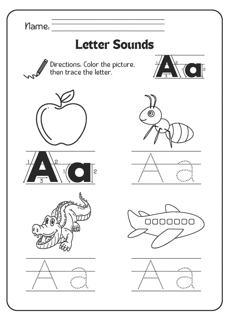Letter Tracing Worksheets in Black and White