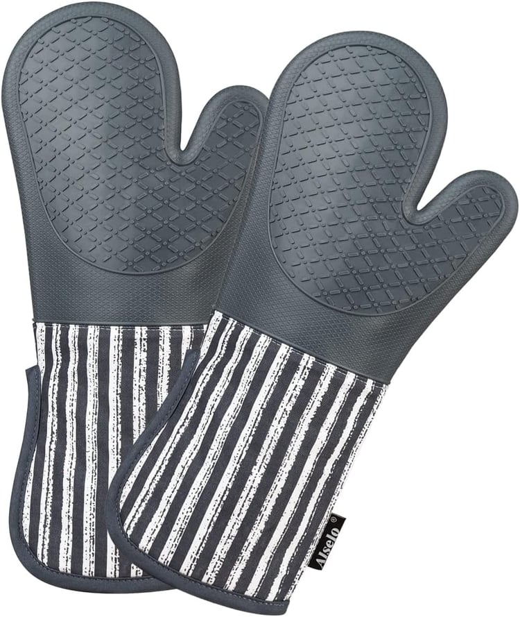 Silicone Oven Mitts Heat Resistant 932℉ with Waterproof & Non-Slip Kitchen Mittens