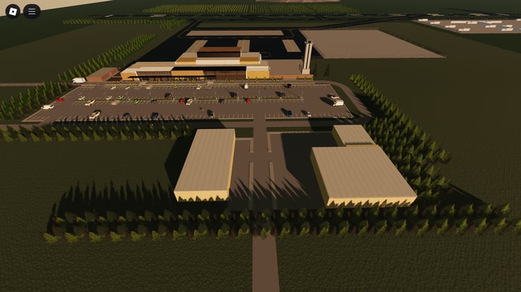 Interior view of PAE Roblox airport with modern layout