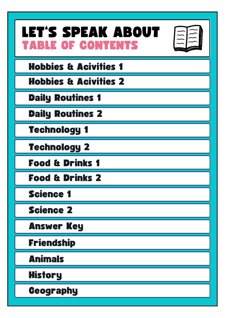 Speaking Activity Worksheets Booklet Elementary Colorful in Cute Style