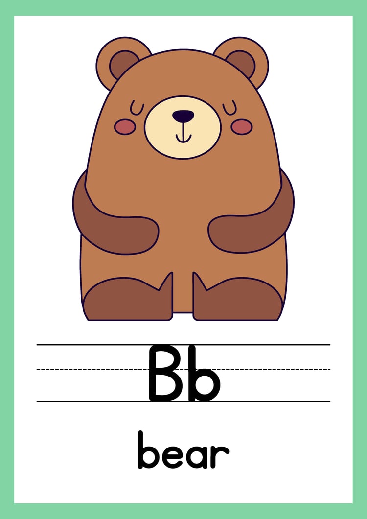 Animal Alphabet Letter Formation Posters in Colorful Cartoon