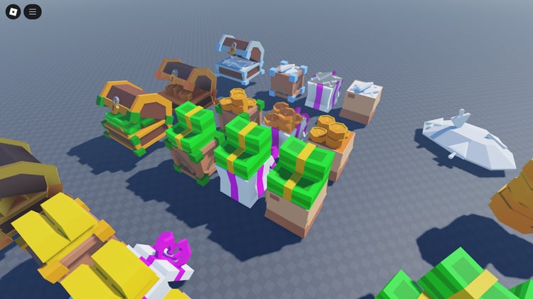 Custom-modeled coins, gems, and chests for simulators