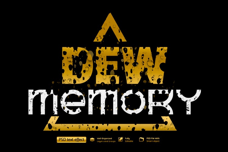 Dews Memory PSD Text Effect Download stunning PSD text effects to instantly upgrade your designs! From 3D, neon, chrome, retro, to fire and glitch styles—these editable templates are perfect for Photoshop users who want professional results fast. Fully la