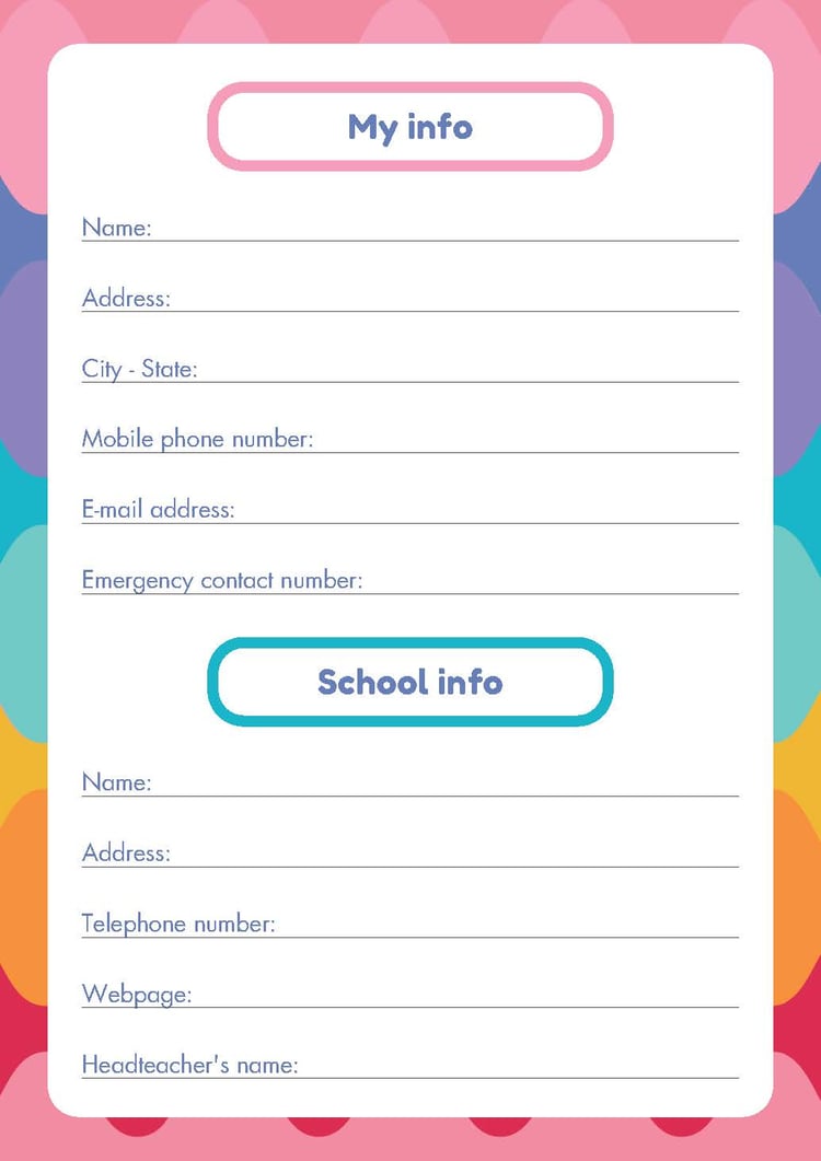 Teacher Planner 2025 & 2026 in pastel colours rainbow curve pattern style