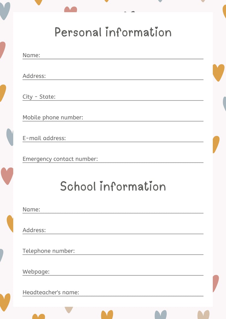 Teacher planner 2025 and 2026 in pink and grey hearts pattern style