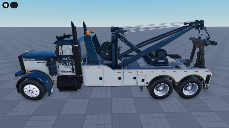 Roblox Peterbilt 359 wrecker tow truck front view
