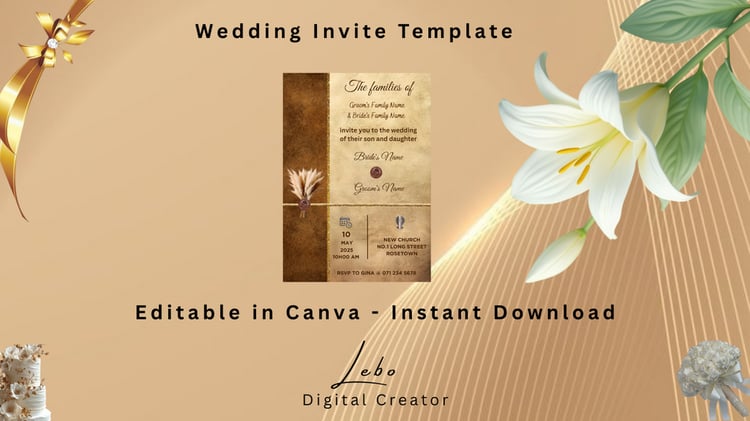 Vintage royal wedding invitation design with elegant flourishes and a timeless romantic theme.