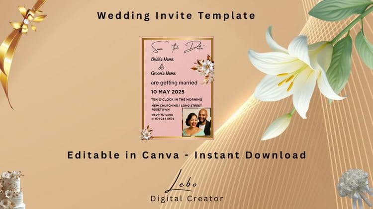 Chic wedding invitation design with elegant framed and soft romantic details.