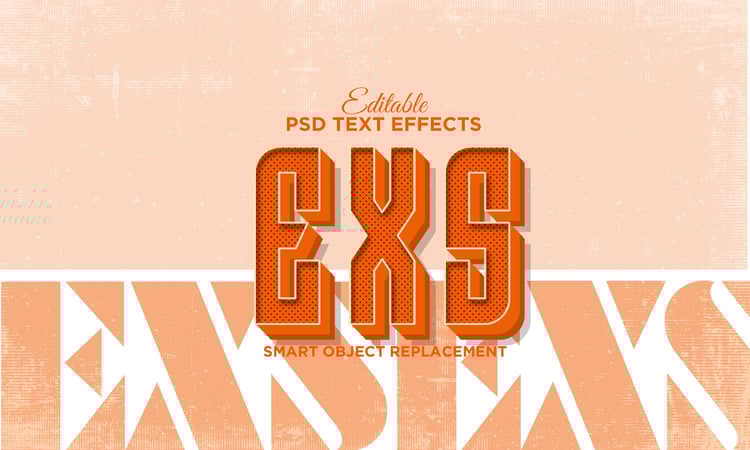 EXS Retro (PSD Text Effect | Template) Download stunning PSD text effects to instantly upgrade your designs! From 3D, neon, chrome, retro, to fire and glitch styles—these editable templates are perfect for Photoshop users who want professional results fas