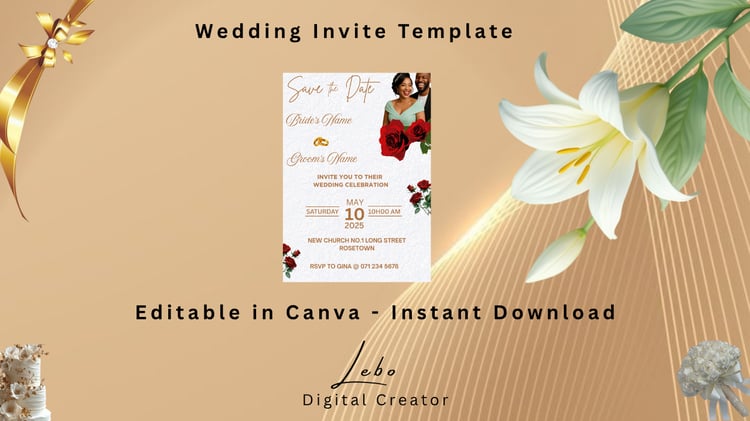 Modern romantic wedding invitation with clean lines, soft hues and elegant minimalist design.