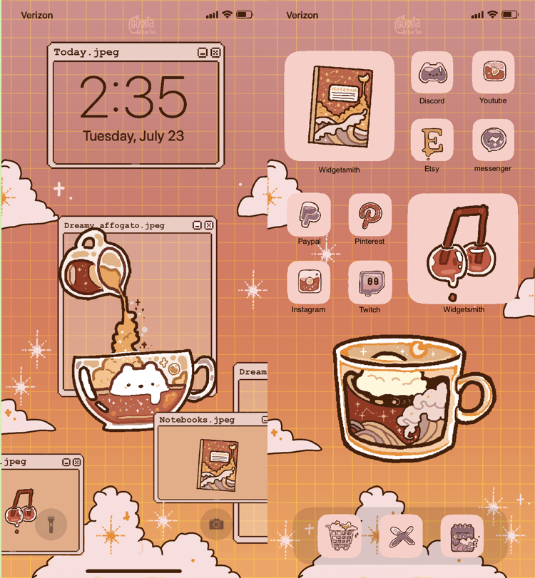 Aesthetic Affogato Drink Icon Pack | Home screen customization set for iPhone iPad ios Android