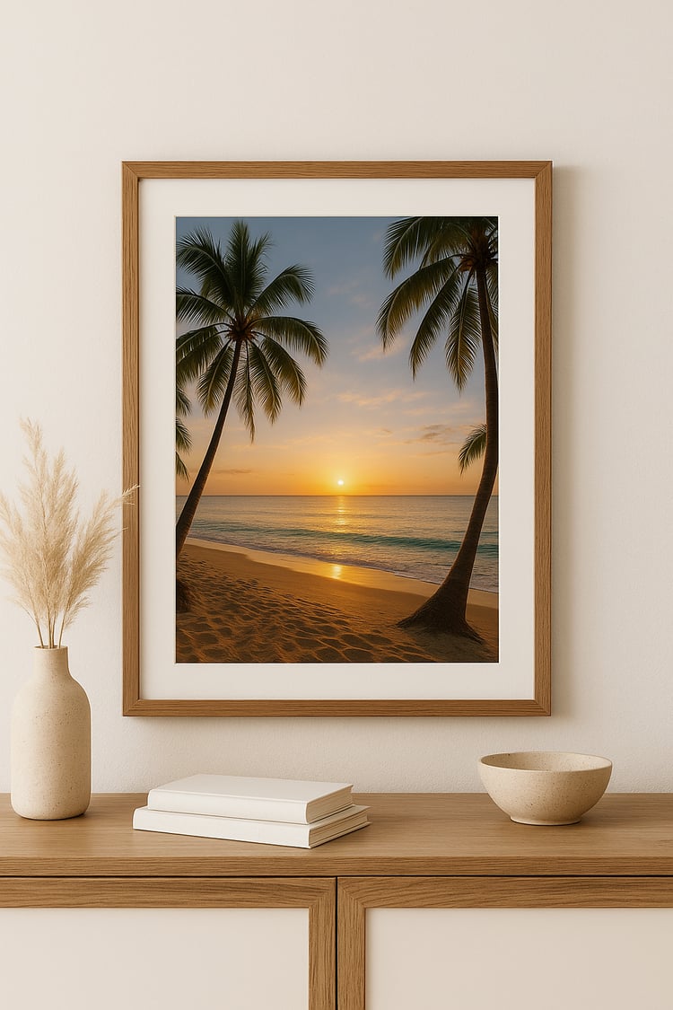 beach wall art, tropical sunrise print, ocean sunrise printable, coconut tree decor, coastal wall art, printable beach scene, relaxing nature print, sunrise wall decor, 8x10 beach art, beach home printable, instant download wall art, tropical vibe poster,