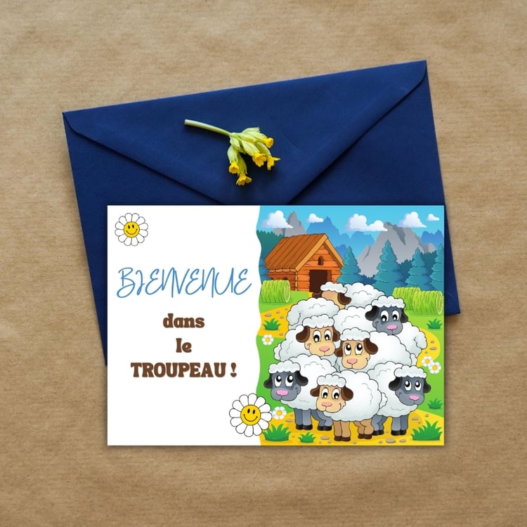 Carte de « Bienvenue dans le troupeau » – Spéciale Baptême JW (Témoins de Jéhovah)