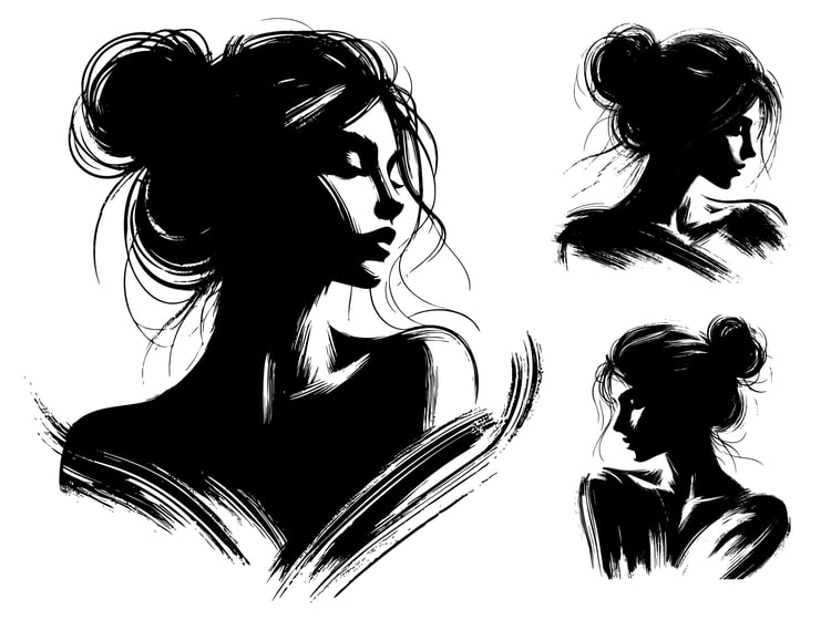 Download Vector of Brush Strokes Artistic Female Silhouettes - AI Generated