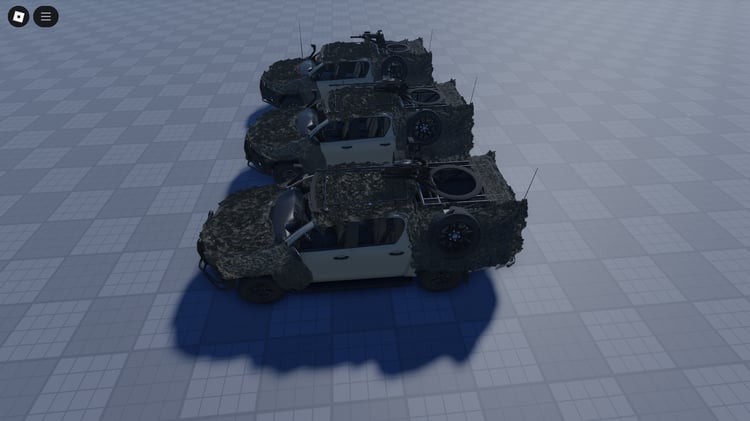 Side view showing Hilux with turret variants