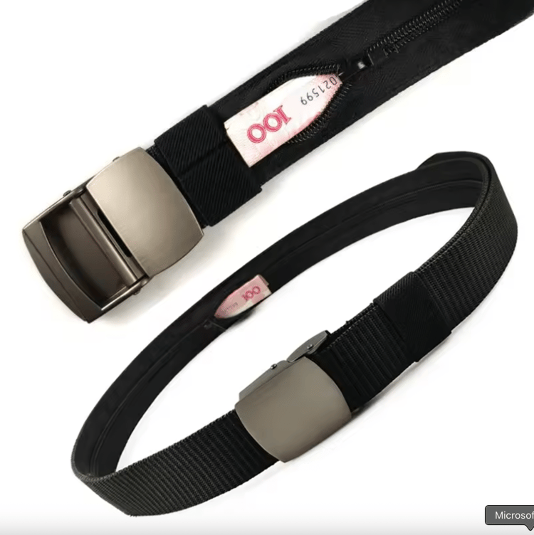 Solid Alloy Metal Buckle Anti-theft Cash Belt