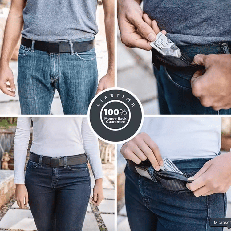 Solid Alloy Metal Buckle Anti-theft Cash Belt