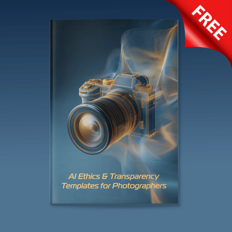 Comprehensive FREE eBook for photographers with AI disclosure templates, scripts, and ethical guidelines.