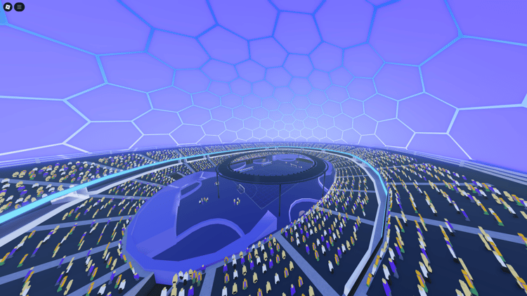 Futuristic neon Roblox soccer stadium map