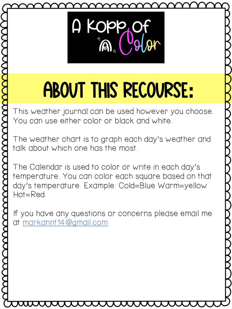 Weather Journal – Daily Observation & Charting Activity