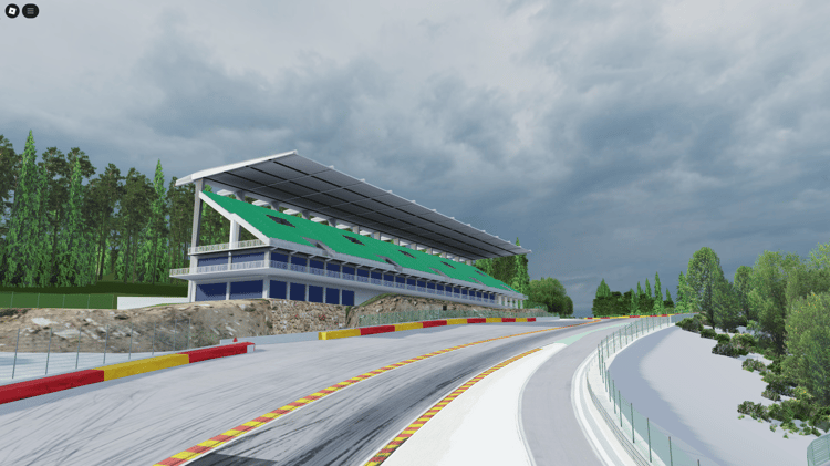 Pit stop garages in Roblox racing game environment