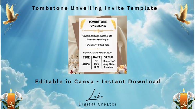 Soft-Toned invitation featuring delicate colours and a warm, inviting layout.