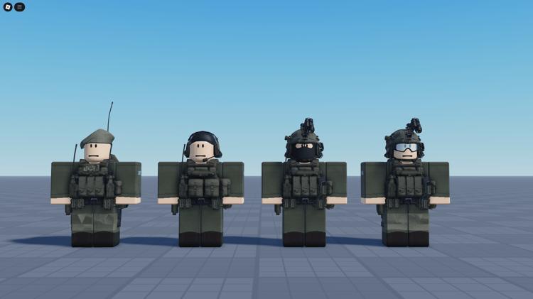 Roblox soldier wearing IDF uniform with green beret and radio pack