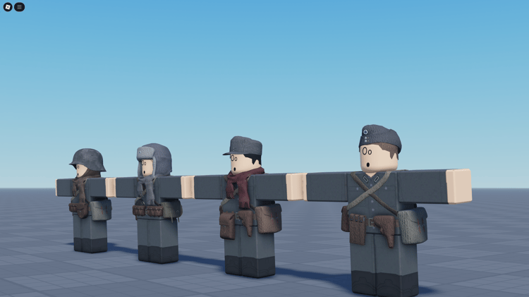 Winter-ready Finnish Roblox soldier wearing ushanka hat and heavy pouches