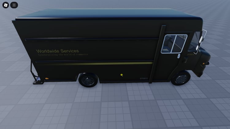 Side view of drivable Freightliner delivery van