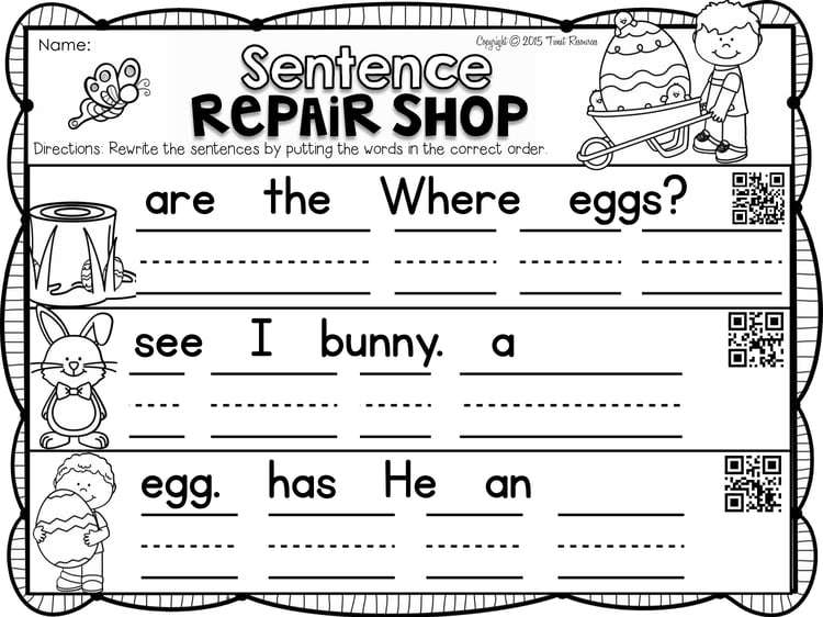 Kindergarten No Printables for Easter! 35 pages of Math & Literacy Worksheets!