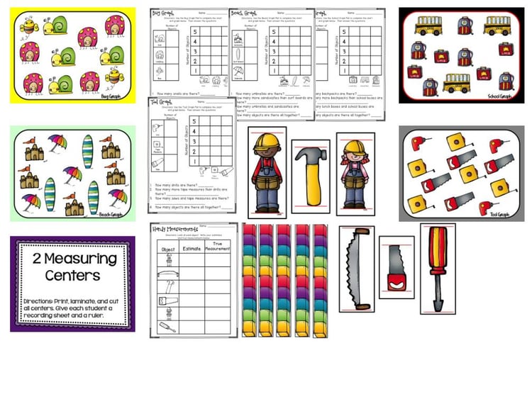 Non-Standard Units of Measurement & Graphing 65 Pages {Kinder & 1st Grade}