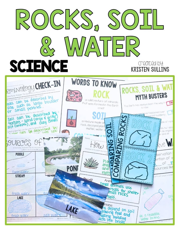 1st Grade Science: Rocks, Soil, Bodies of Water & Conservation (digital + print)