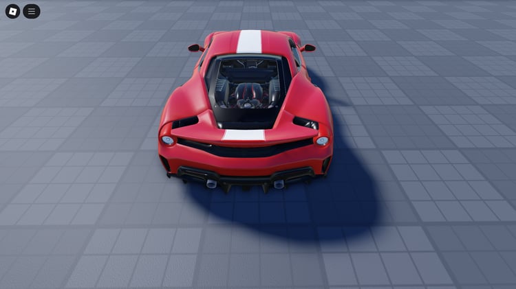 Side angle of Ferrari Pista with custom Lion kit