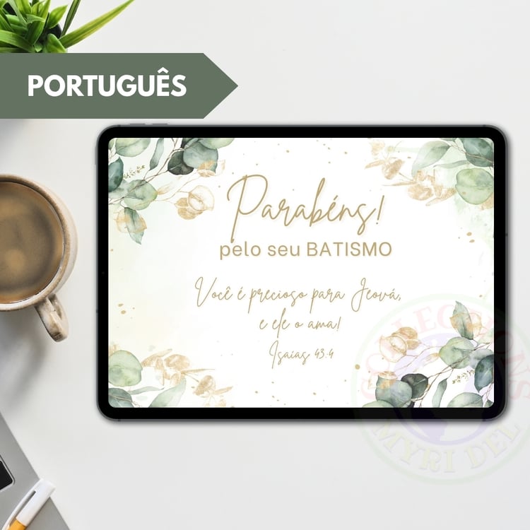 4 Cartões de parabéns pelo BATISMO TJ JW– Testemunhas de Jeová – Arquivos PDF e PNG