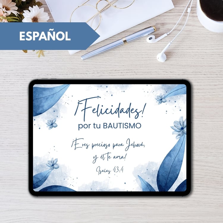 4 Tarjetas de Felicitación para Bautizos TJ JW (Testigos de Jehová) - PDF y JPG