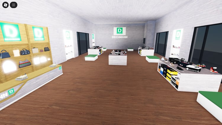 Storefront with Deichmann branding in Roblox
