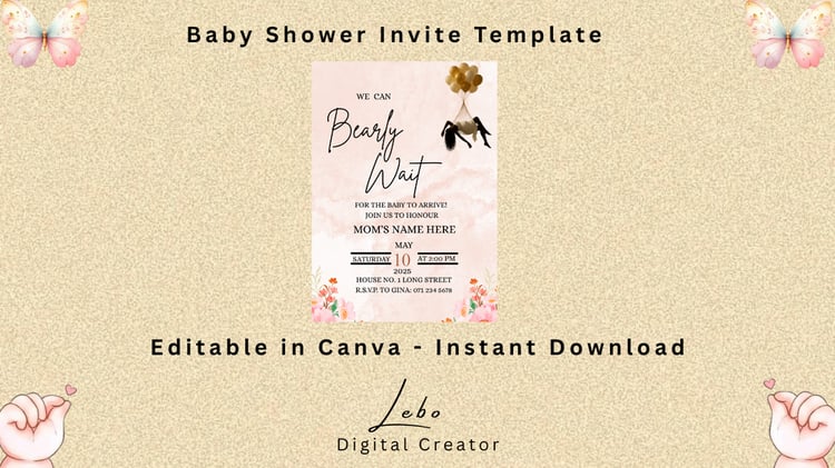 Radiant baby shower invitation with divine mom-to-be silhouette in soft tones.