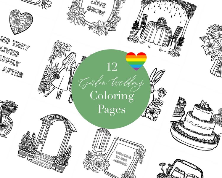 Lesbian Garden Wedding Kids Table Coloring Pages