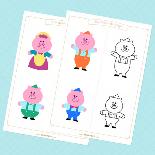 The Three Little Pigs – Story Activity & Coloring Worksheets