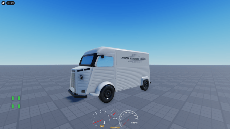 Interior of French delivery van in Roblox