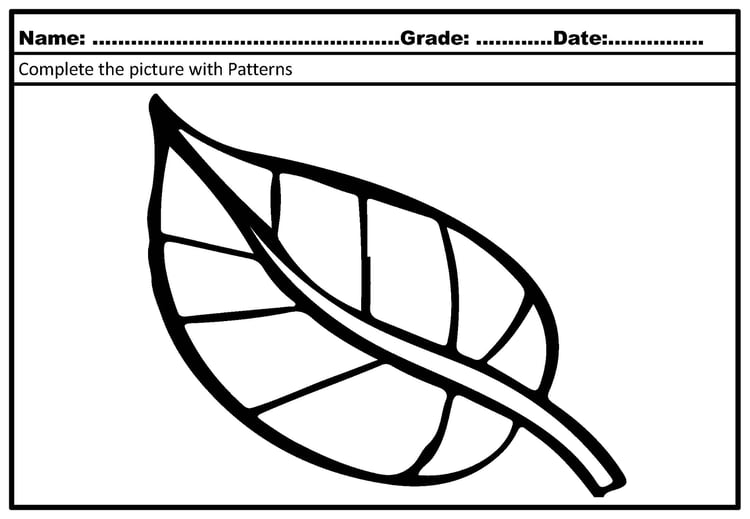 25 Spring Line Art, Fall Art Activity, Pattern/Pop Art Leaves, Spring Coloring