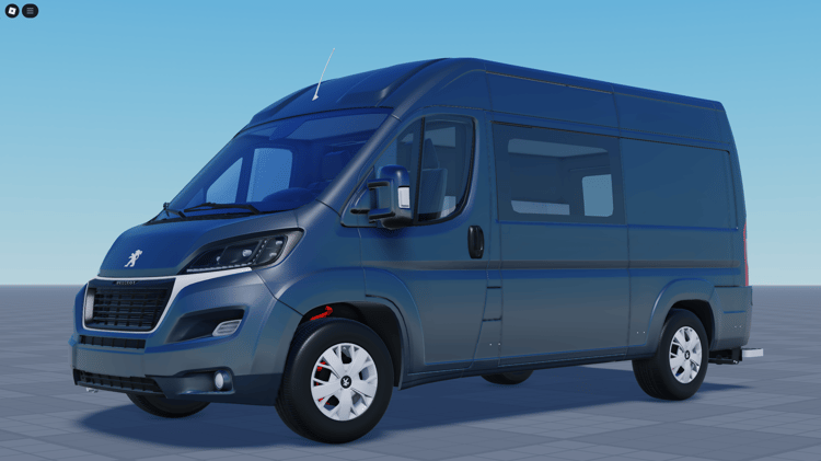 Side view of Peugeot Boxer vehicle in Roblox