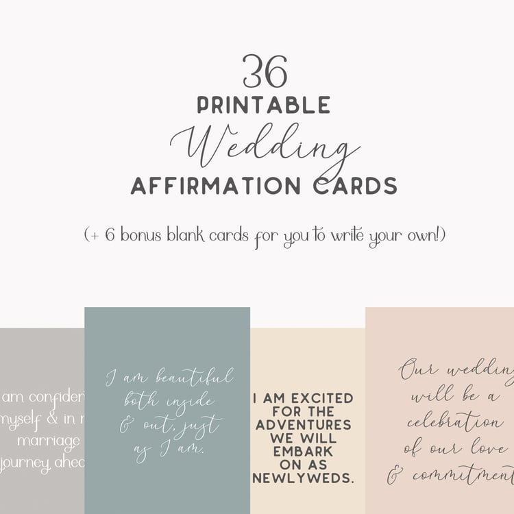 Wedding Affirmation Cards Printable